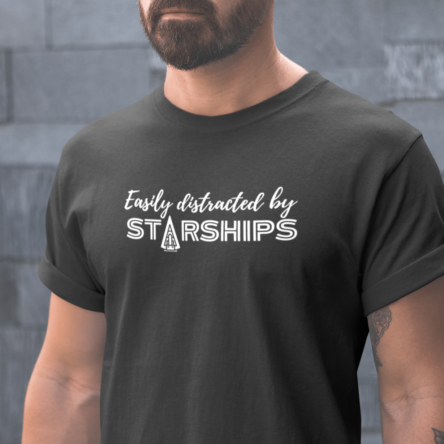 Easily Distracted by Starships T-Shirt - ROCK FORSBERG